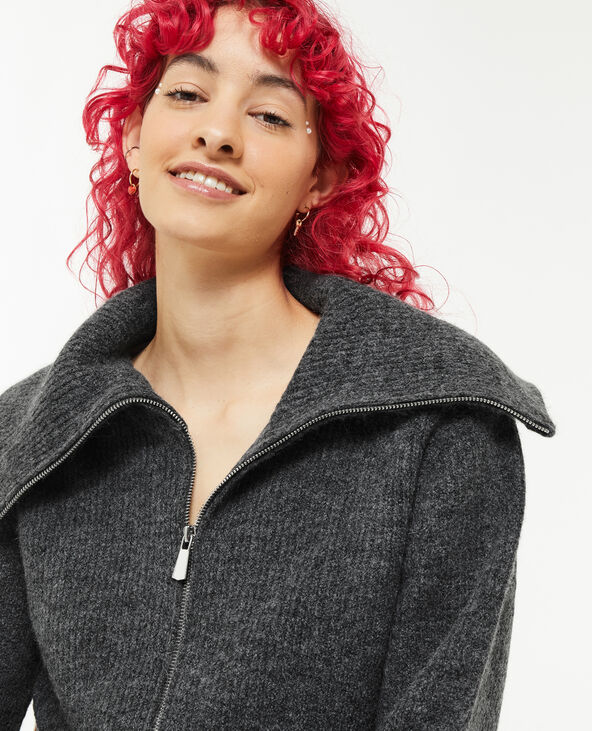 Gilet zippé col camionneur gris foncé - Pimkie