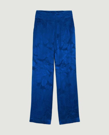 Pantalon large tissu satiné jacquard bleu - Pimkie