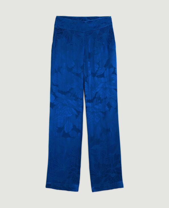 Pantalon large tissu satiné jacquard bleu - Pimkie