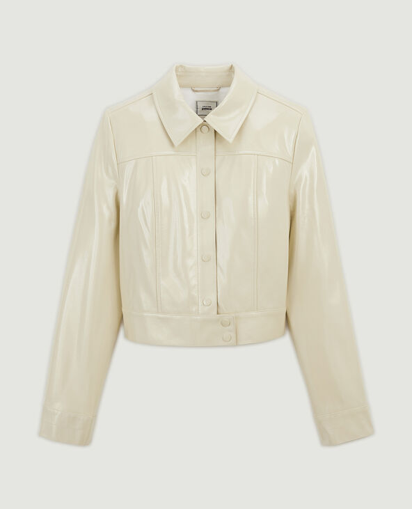 Veste courte et droite en vinyle beige - Pimkie