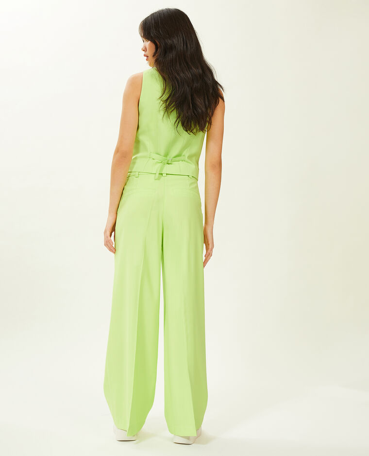 Pantalon large en toile fluide vert anis - Pimkie