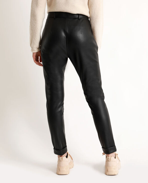 Pantalon en faux cuir noir - Pimkie