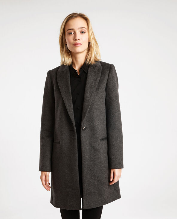 Manteau drap de laine droit gris foncé - Pimkie