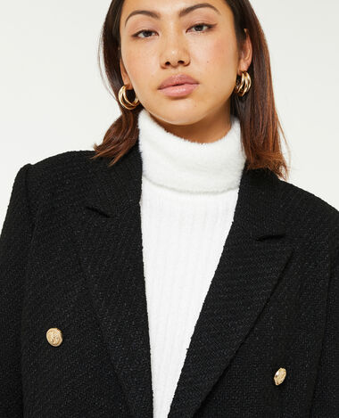 Veste cintrée en tweed noir - Pimkie