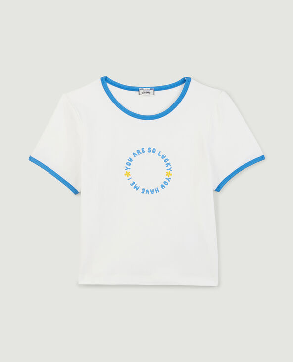 T-shirt cropped à inscription YASL bleu électrique - Pimkie
