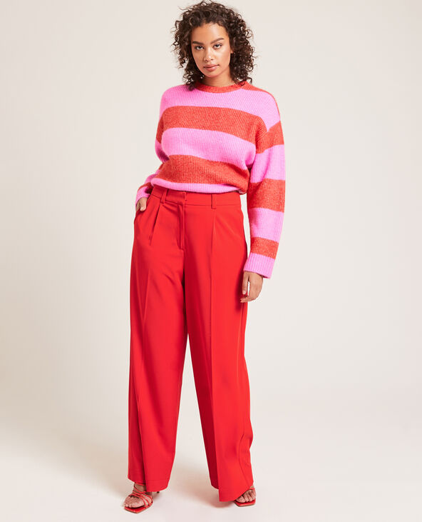 Pantalon large taille haute rouge - Pimkie