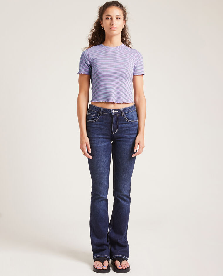 T-shirt court maille côtelée lilas - Pimkie