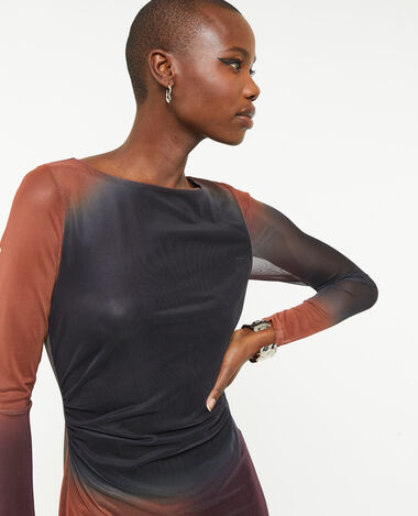 Robe longue en micro-mesh orange - Pimkie