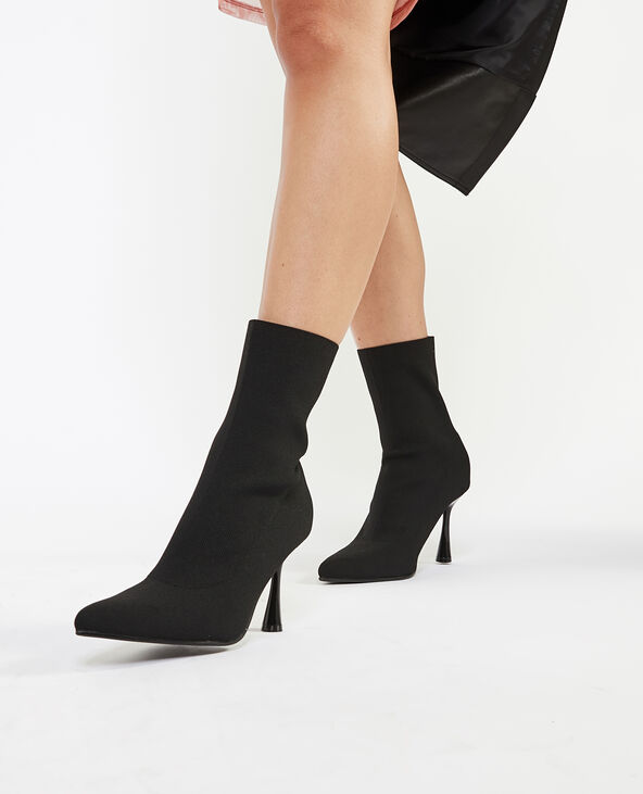 Boots pointues en maille textile extensible noir - Pimkie