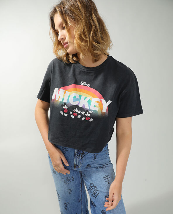 T-shirt cropped Mickey gris foncé - Pimkie