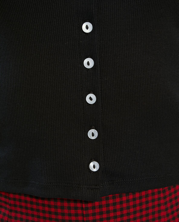 T-shirt basique boutonné noir - Pimkie