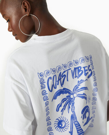 T-shirt oversize avec print devant et dos bleu - Pimkie