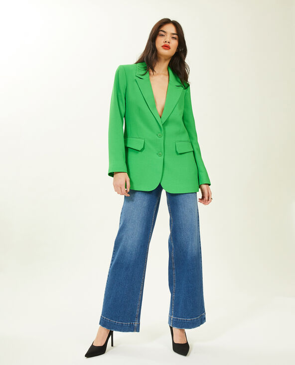Veste blazer tissu tramé vert - Pimkie