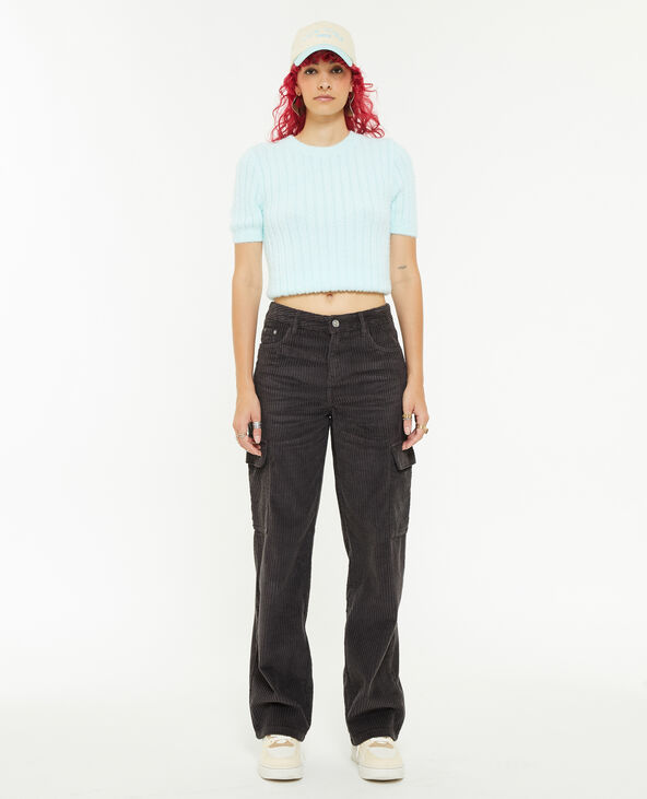 Pantalon cargo en velours grosses côtes gris foncé - Pimkie