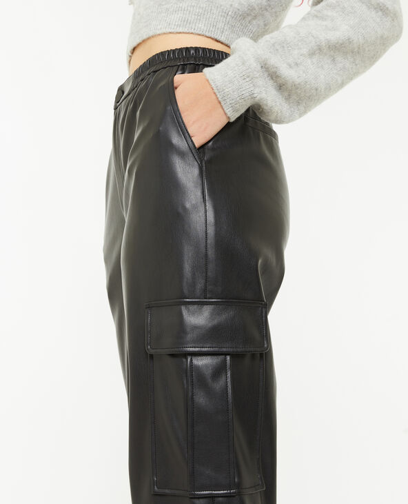 Pantalon cargo simili cuir femme deals