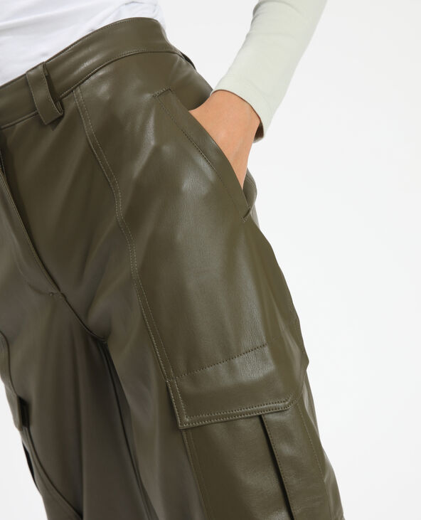 Pantalon cargo simili cuir shop