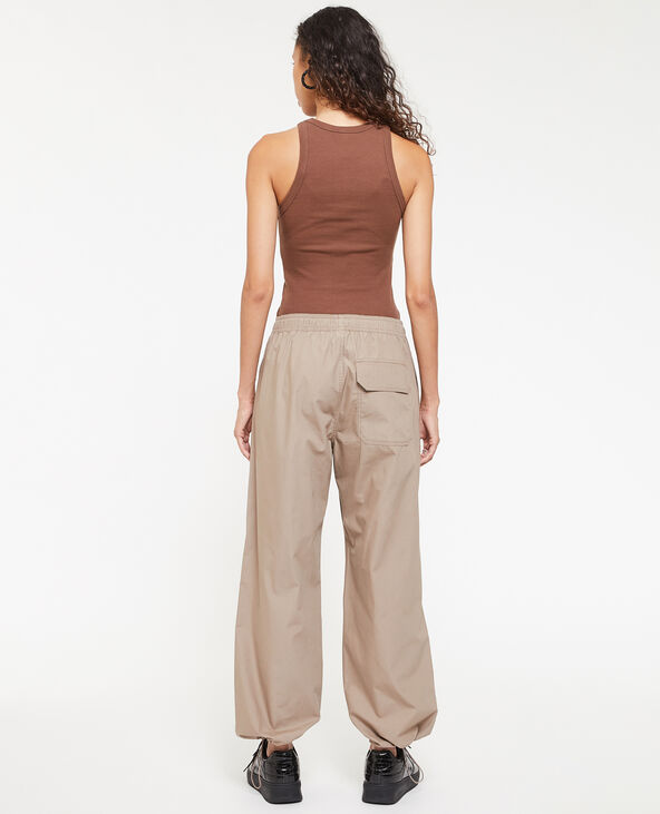 Pantalon parachute ceinture élastiquée taupe - Pimkie