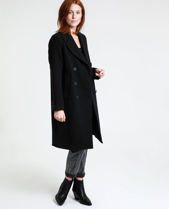 Manteau long droit noir - Pimkie