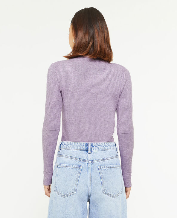 Pull fin en maille côtelée col cheminée lilas - Pimkie