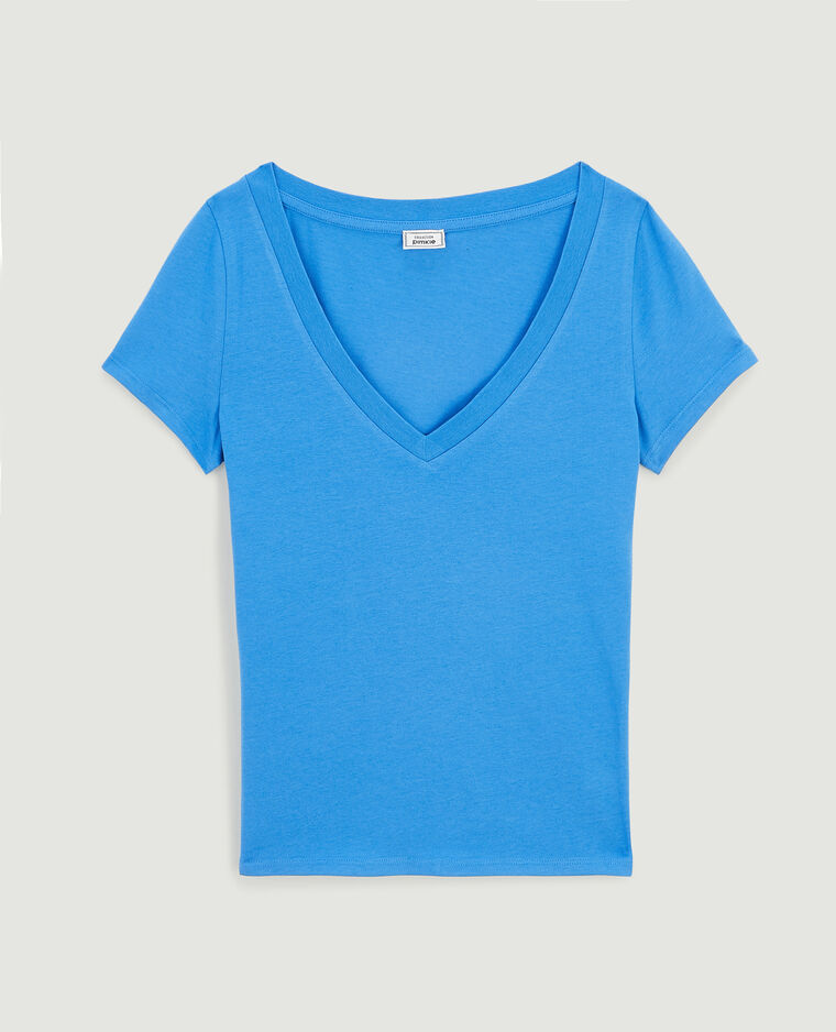 T-shirt col V bleu - Pimkie