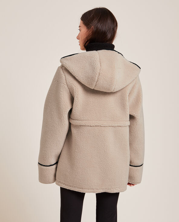 Duffle coat en sherpa avec capuche taupe - Pimkie