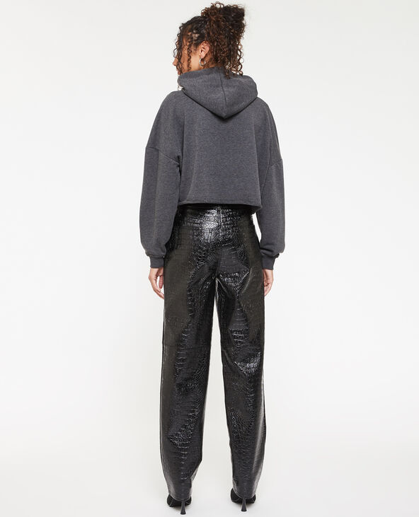 Pantalon droit en vinyle effet croco noir - Pimkie
