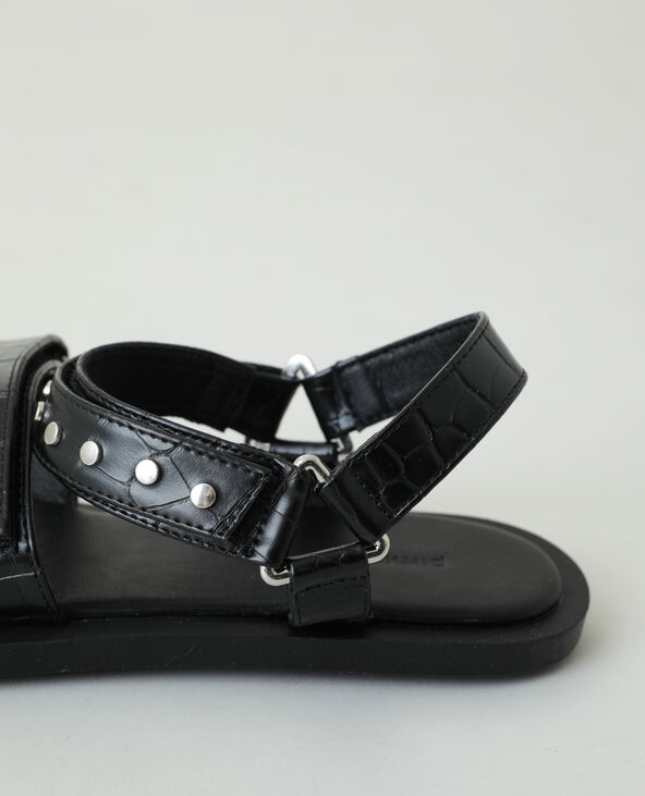 Sandales effet croco cloutées noir - Pimkie