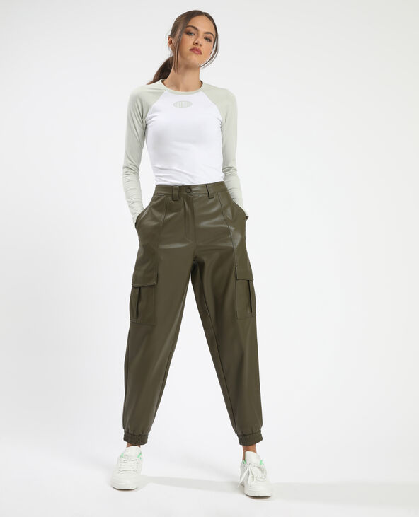 Pantalon cargo simili cuir shop