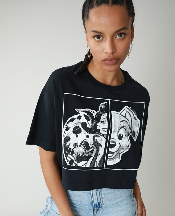T-shirt cropped 101 Dalmatiens noir - Pimkie