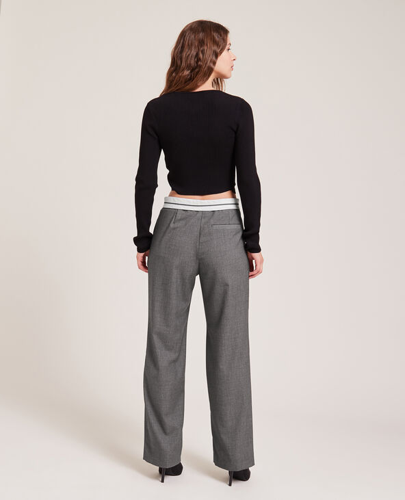 Pantalon droit avec ceinture retournée gris foncé - Pimkie