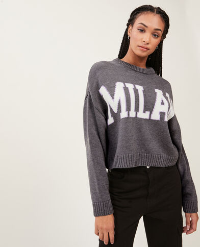 Pull court en maille gris clair - Pimkie