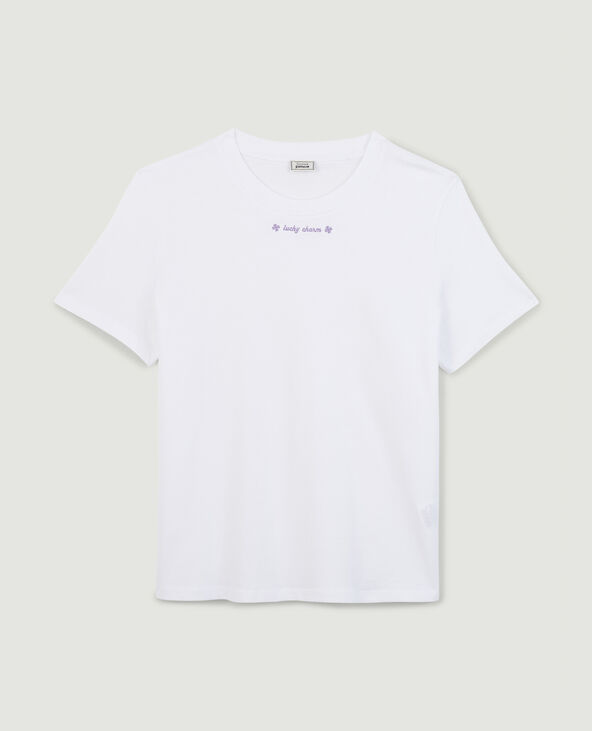 T-shirt inscription brodée blanc - Pimkie