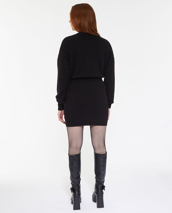 Robe-pull en maille avec taille resserrée noir - Pimkie