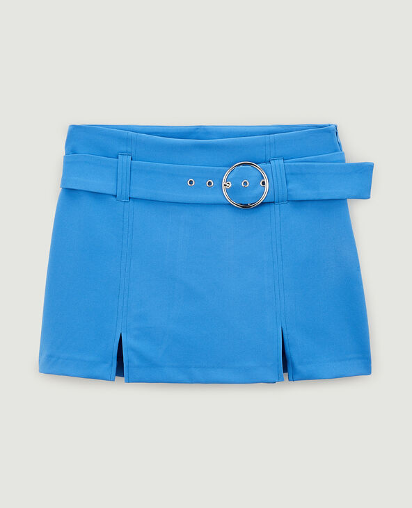 Jupe-short avec ceinture boucle ronde bleu électrique - Pimkie