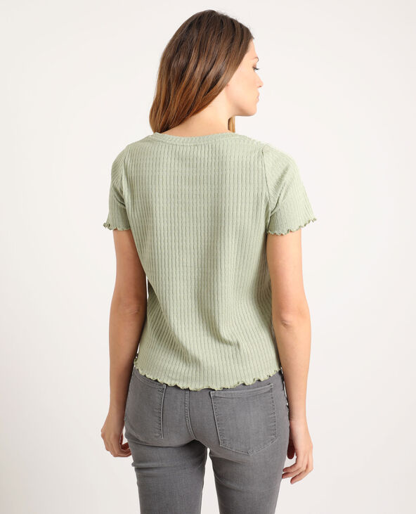 T-shirt à boutons vert de gris - Pimkie