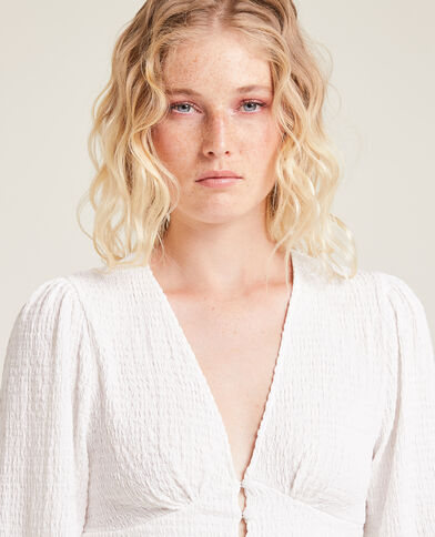 Blouse boutonnée en tissu texturé blanc - Pimkie