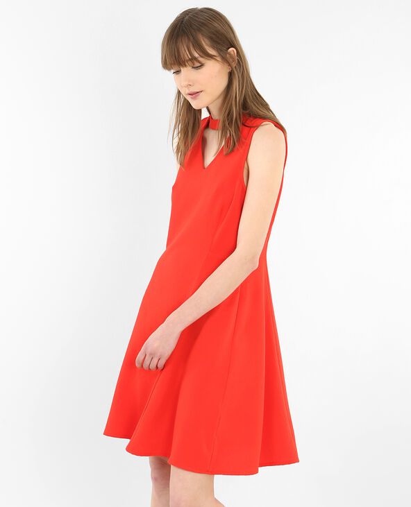 Robe patineuse col choker rouge - Pimkie