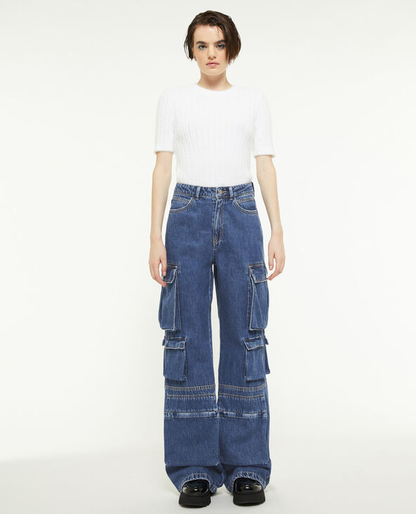 Jean cargo large multipoche bleu - Pimkie