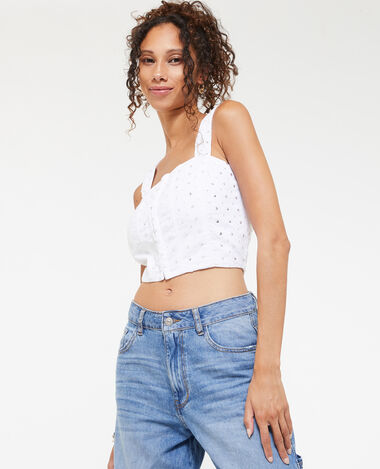 Top court avec sequins blanc - Pimkie