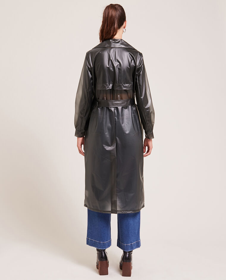 Trench long en plastique translucide noir - Pimkie