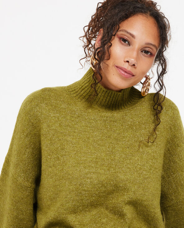 Pull oversize col montant vert olive - Pimkie