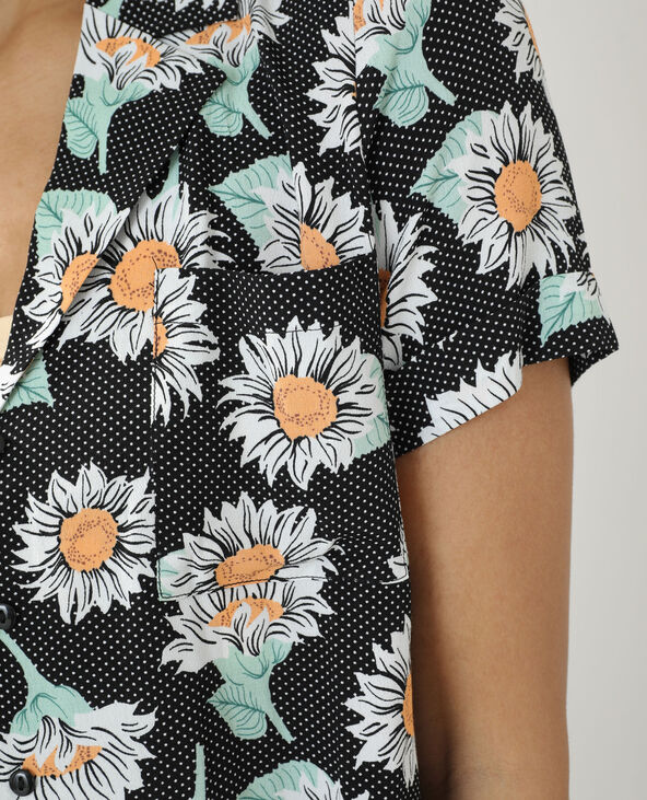 Chemise ample à pois et à fleurs noir - Pimkie