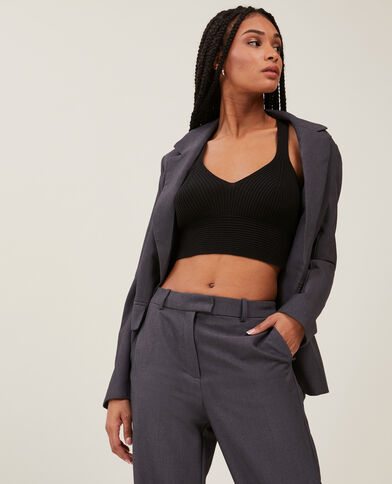 Brassière maille côtelée noir - Pimkie