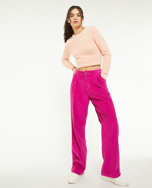 Pantalon velours droit avec pinces rose - Pimkie
