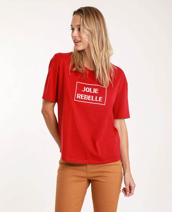 T-shirt à message rouge - Pimkie
