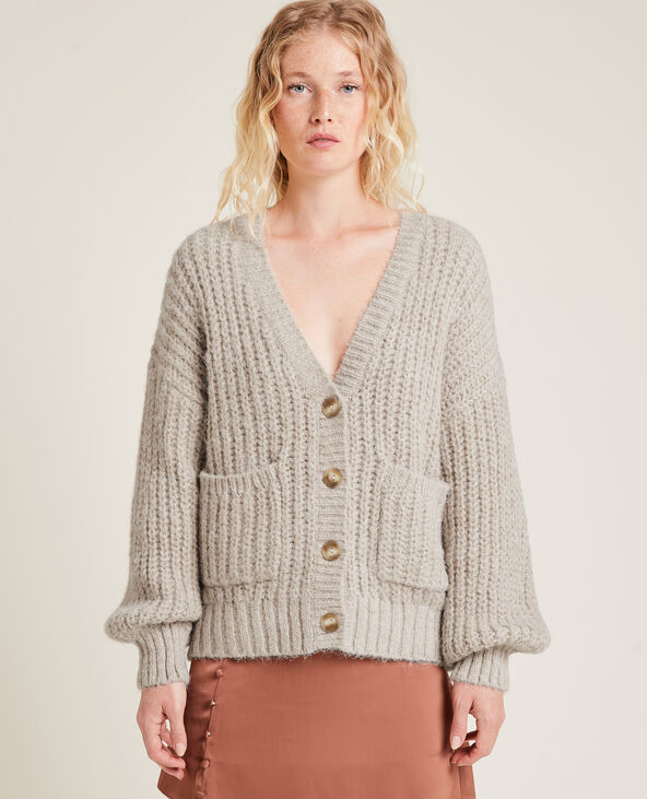 Gilet grosse maille taupe - Pimkie