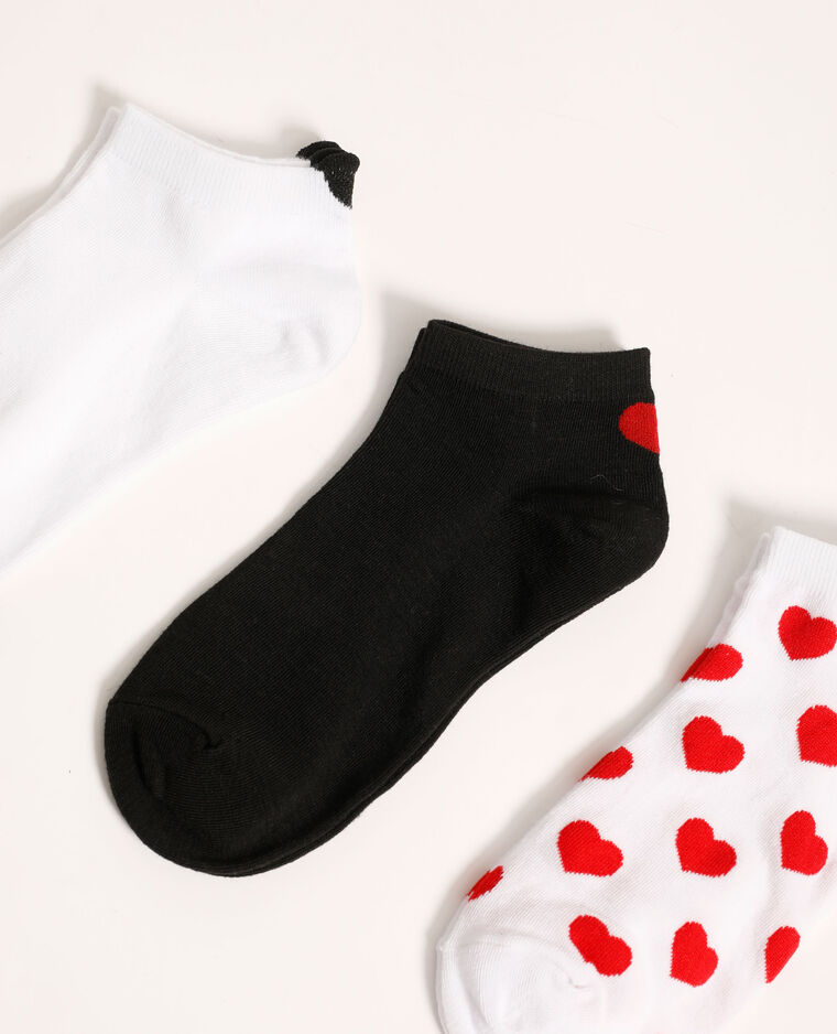 Lot de 3 paires de chaussettes basses cœurs rouge - Pimkie