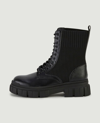 Boots à lacets semelles crantées noir - Pimkie