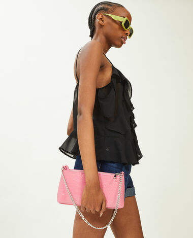 Sac pochette effet croco verni rose fuchsia - Pimkie