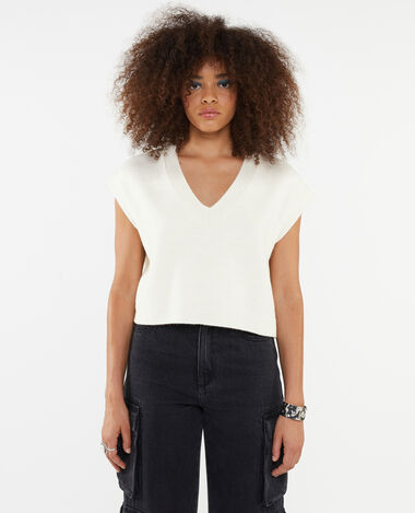 Pull sans manche cropped blanc - Pimkie
